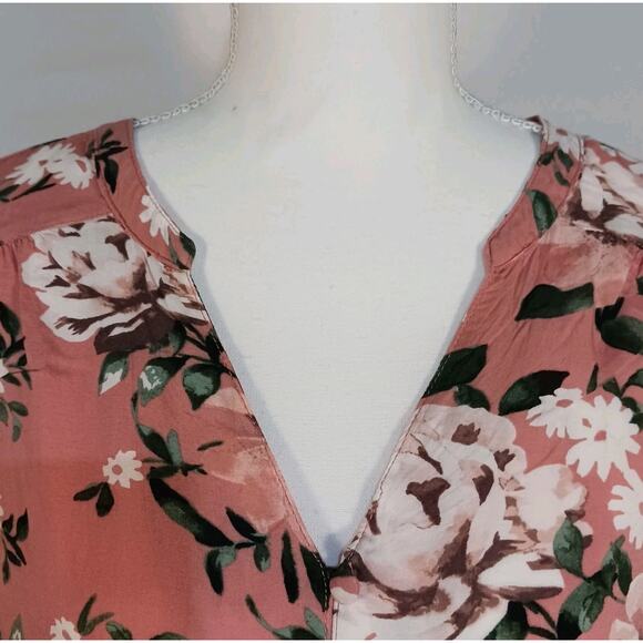 Torrid Harper Blouse Womens 14-16 Coral Floral 3/4 Sleeve Button Up Rayon EUC - Picture 2 of 10